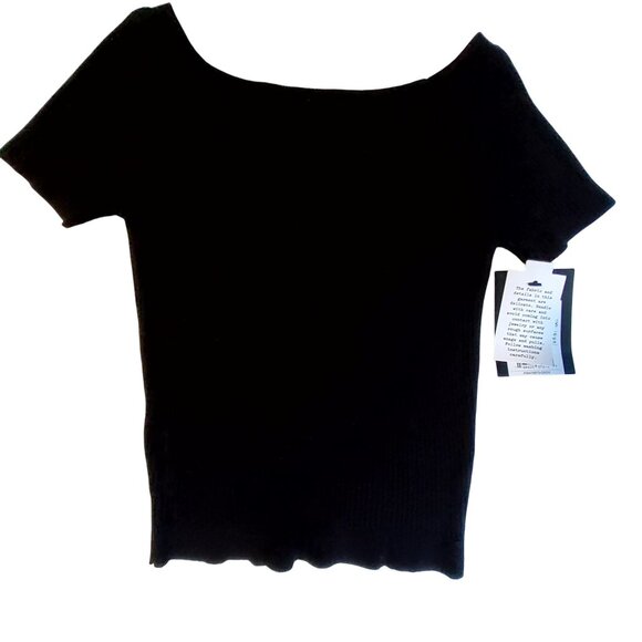 Girls Black Off-Shoulder Short Sleeve Top S(6/6X) Art Class Polyester & Rayon - Picture 1 of 8